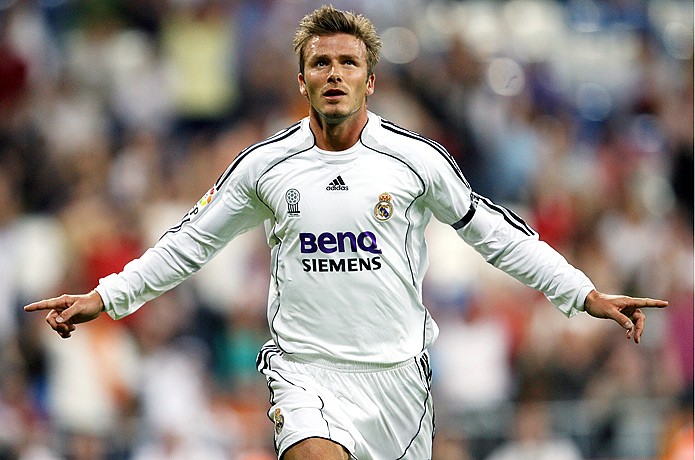 Beckham khi chơi bóng cho Real Madrid