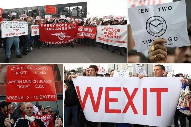 Fan Arsenal biểu tình, đòi HLV Wenger từ chức.