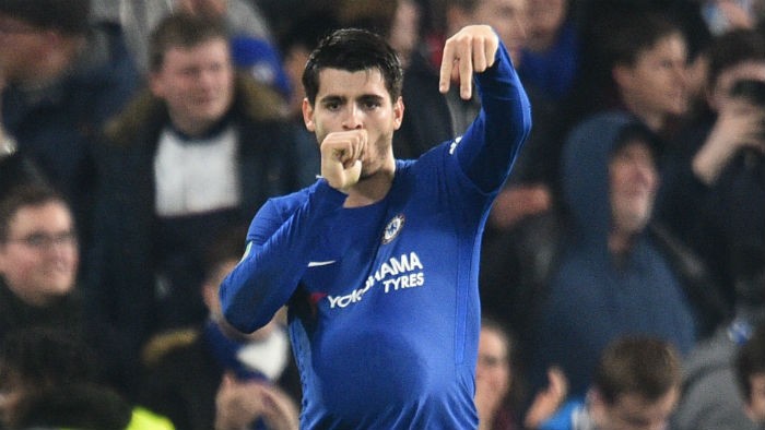 Alvaro Morata khoe vợ đã mang bầu khi ghi bàn ấn định cho Chelsea.