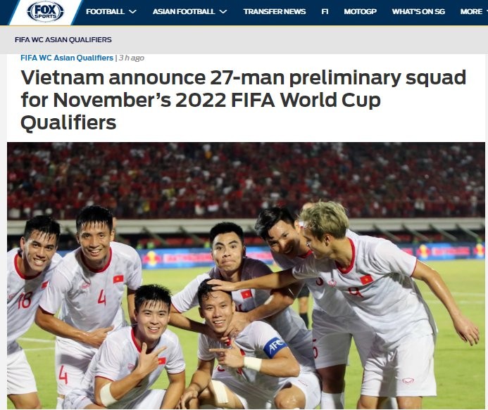 Fox Sports Asia đánh giá cao danh sách đội tuyển Việt Nam.