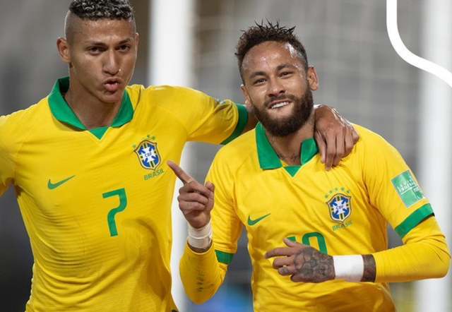 Neymar ăn mừng bàn thắng vào lưới Peru.