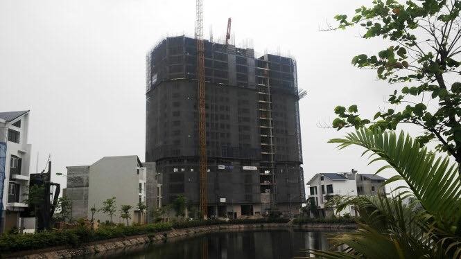 Cao ốc xây 18 tầng không phép tại quận Nam Từ Liêm đang được cơ quan chức năng Hà Nội xử lý.