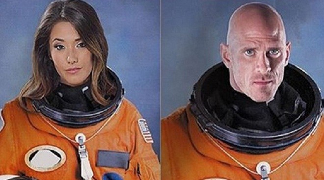 Eva Lovia (trái) và Johnny Sins, hai diễn viên đầu tiên trên thế giới tham gia đóng phim người lớn trên sao Hỏa. Ảnh: NEWS