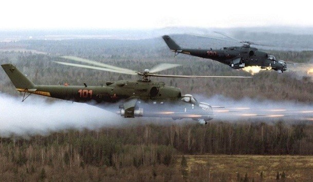 Trực thăng tấn công Mi-24 của Nga tác chiến ở Syria. 