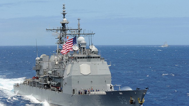 Tuần dương hạm USS Princeton của hải quân Mỹ. Ảnh: US Navy