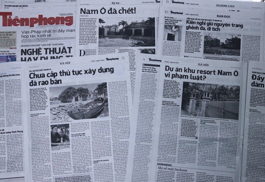 Liên tiếp các bài viết của báo Tiền Phong viết về dự án khu du lịch sinh thái Nam Ô thu hút sự quan tâm của dư luận. Ảnh: Nguyễn Thành