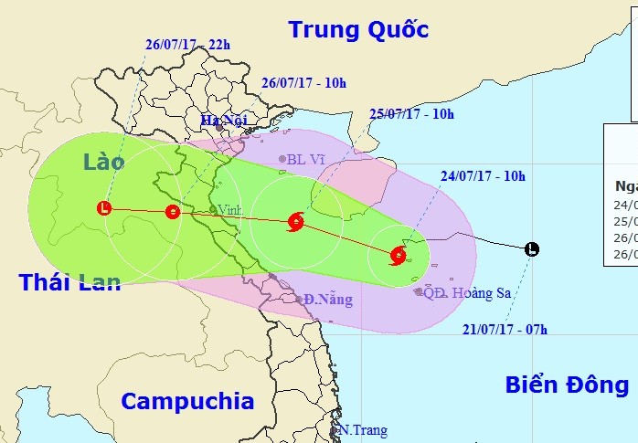 Báo số 4 dự báo sẽ ảnh hưởng trực tiếp đến các tỉnh từ Thanh Hóa đến Quảng Bình