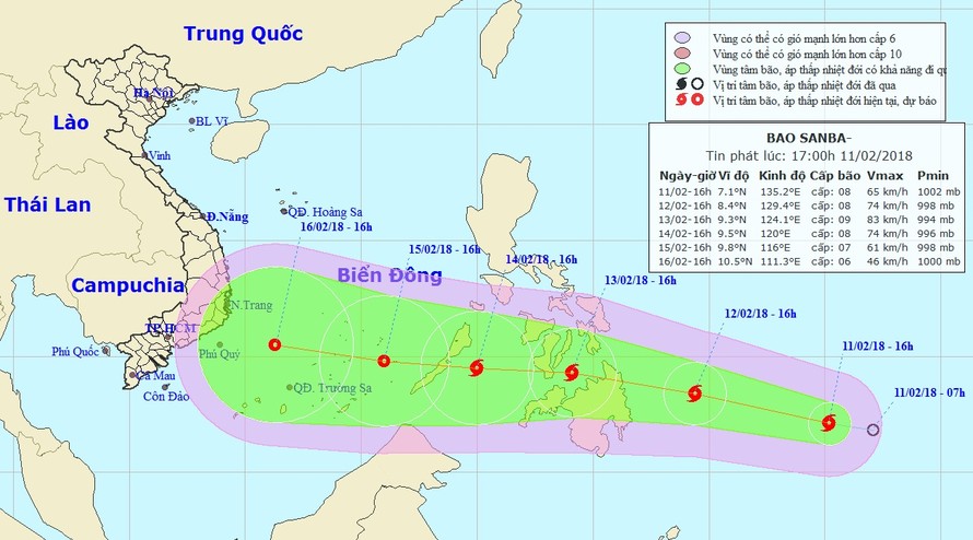 Nhiều khả năng bão Sanba sẽ là cơn bão đặc biệt, xuất hiện vào dịp Tết trên biển Đông