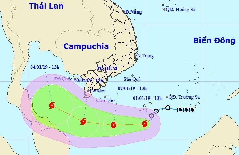 Bão Pabuk, là cơn bão đầu tiên năm 2019 trên biển Đông.