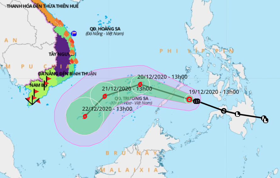 Áp thấp nhiệt đới đang di chuyển vào biển Đông và có khả năng mạnh lên thành bão