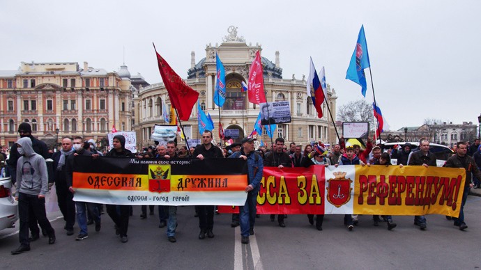 Người biểu tình ủng hộ Nga tập trung ở thành phố Odessa của Ukraine hôm 23/3