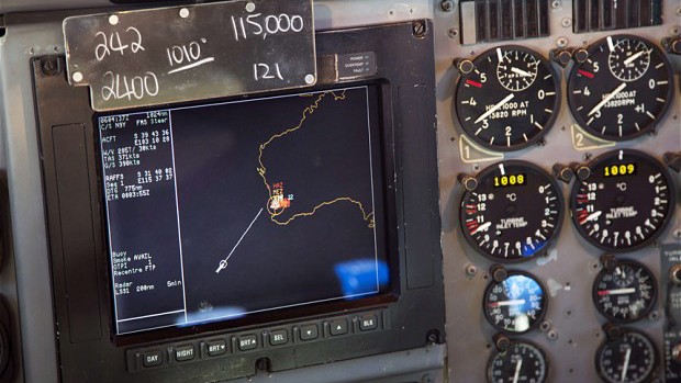 Màn hình định hướng trên máy bay AP-3C Orion của Không quân Úc trong chiến dịch tìm kiếm chiếc MH370