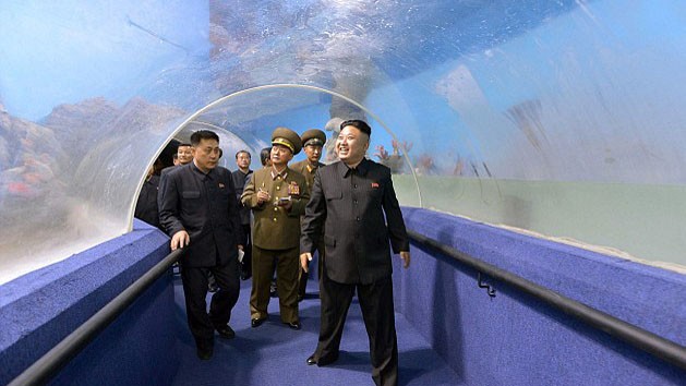 Lãnh đạo Triều Tiên Kim Jong Un rất hài lòng khi thăm thủy cung của Trại hè Thiếu nhi Quốc tế Songdowon