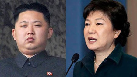 Nhà lãnh đạo Kim Jong-un (trái) và Tổng thống Hàn Quốc Park Geun-hye (phải).