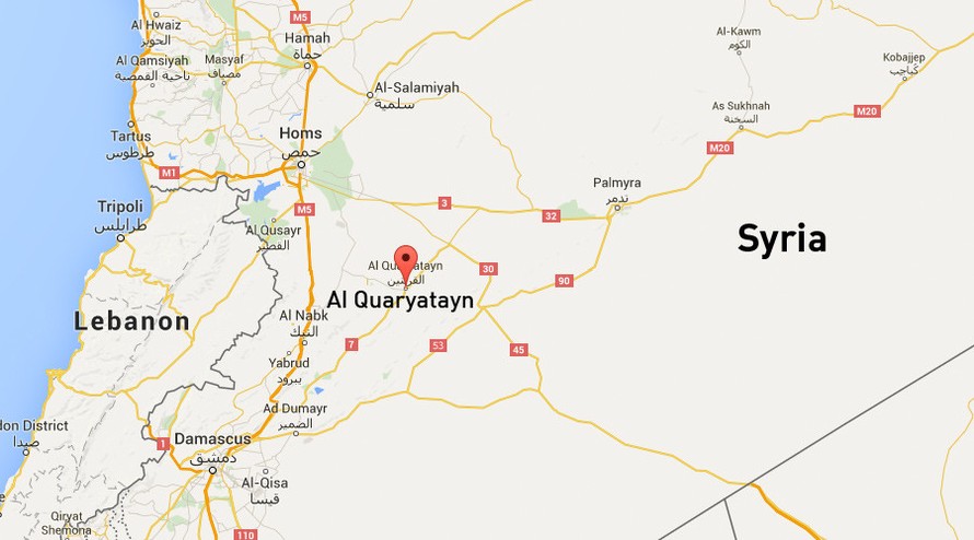 Thị trấn Al Quaryatayn bị IS chiếm đóng hôm 6/8.