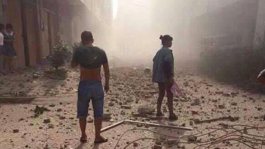 Hiện trường một vụ nổ ở Liễu Thành, Quảng Tây chiều ngày 30/9