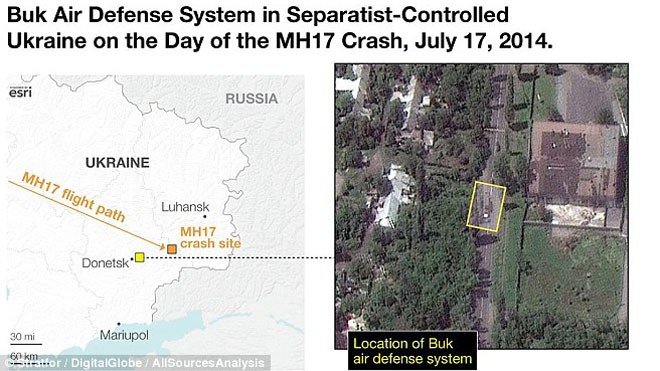 Hình ảnh vệ tinh về bệ phóng tên lửa Buk trước khi MH17 bị bắn hạ chỉ 5 giờ. 