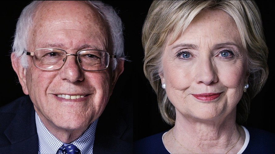 Ông Bernie Sanders và bà Hillary Clinton
