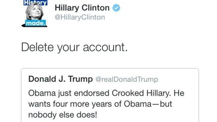 Dòng tweet phản bác lại ông Trump của bà Hillary trở nên nổi tiếng khắp mạng xã hội