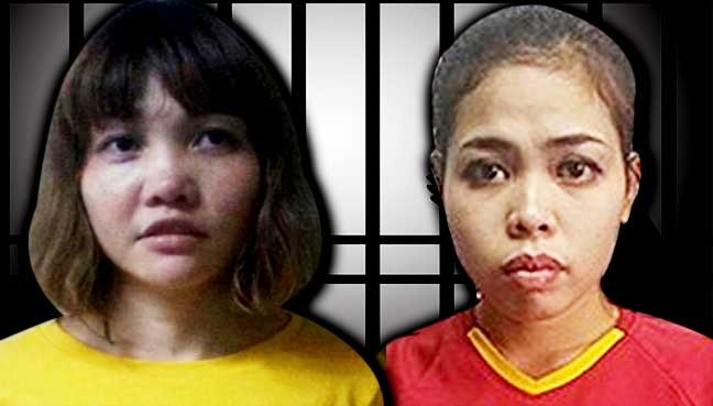 Hai nghi phạm ám sát ông Kim Jong Nam là Đoàn Thị Hương (trái) và Siti Aisyh