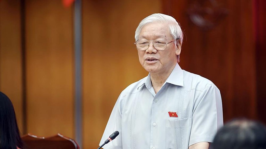 Tổng Bí thư Nguyễn Phú Trọng khẳng định cuộc chiến chống tham nhũng sẽ làm đến cùng - Ảnh: Hoàng Mạnh Thắng