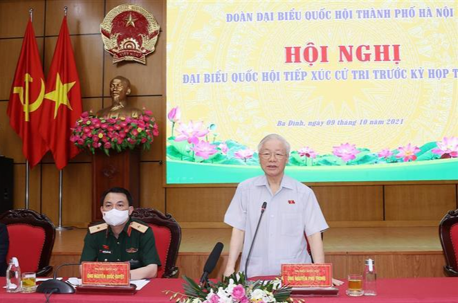 Tổng Bí thư Nguyễn Phú Trọng tiếp xúc cử tri Hà Nội.