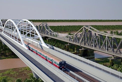 Đồ hoạ ý tưởng dự án đường sắt Độ thị Hà Nội đoạn Yên Viên - Ngọc Hồi đoạn vượt sông Hồng