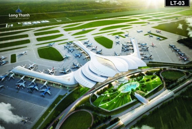 Phối cảnh sân bay Long Thành mang biểu tượng hoa sen (phương án LT 03) được đồng giải Nhất.