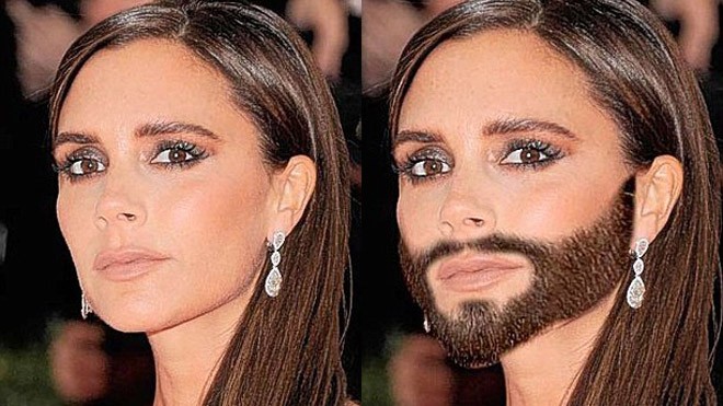Hài hước bộ ảnh chế các sao Hollywood nữ 'mọc râu'