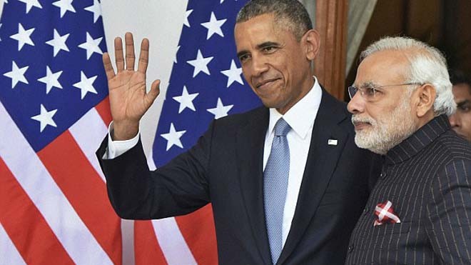 Trang phục ông Modi mặc trong buổi gặp với ông Obama. Ảnh: Dailymail