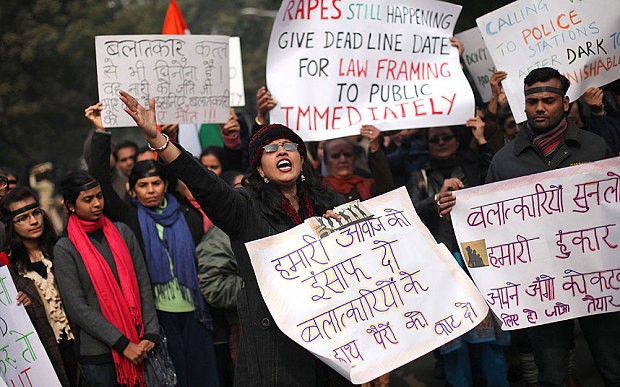 Biểu tình chống hiếp dâm tại Ấn Độ. 