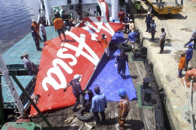 Một mảnh vỡ lớn của phi cơ được tìm thấy sau vụ tai nạn. Ảnh: BBC