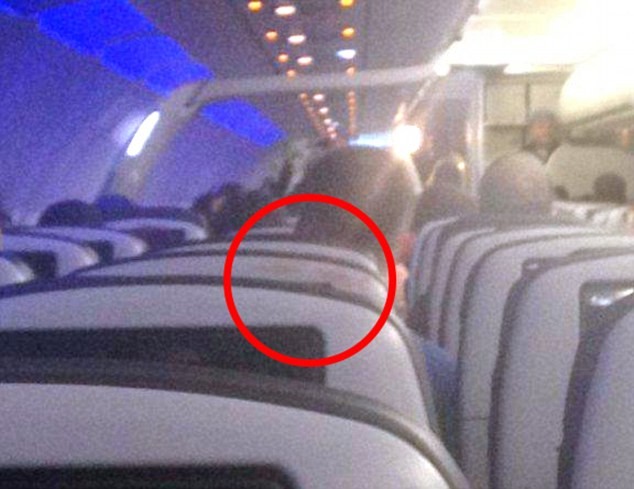 Bức ảnh ghế ngồi dính máu được một hành khách đăng tải trên mạng. Ảnh: Daiymail