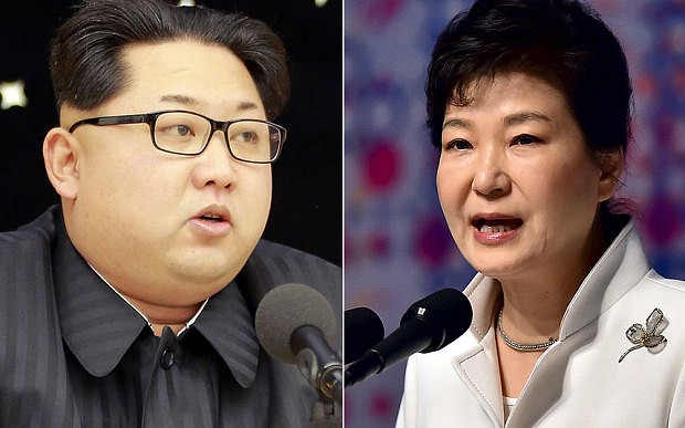 Ông Kim Jong-Un và bà Park Geun-hye. Ảnh: Telegraph