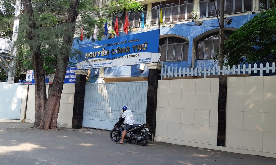 Trường THPT Nguyễn Công Trứ, Gò Vấp, nơi xảy ra sự việc nổ bình ga khiến hai học sinh bị thương