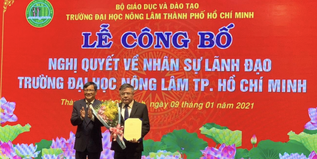 PGS- TS Huỳnh Thanh Hùng làm quyền hiệu trưởng Trường ĐH Nông Lam TPHCM (ảnh A.T)