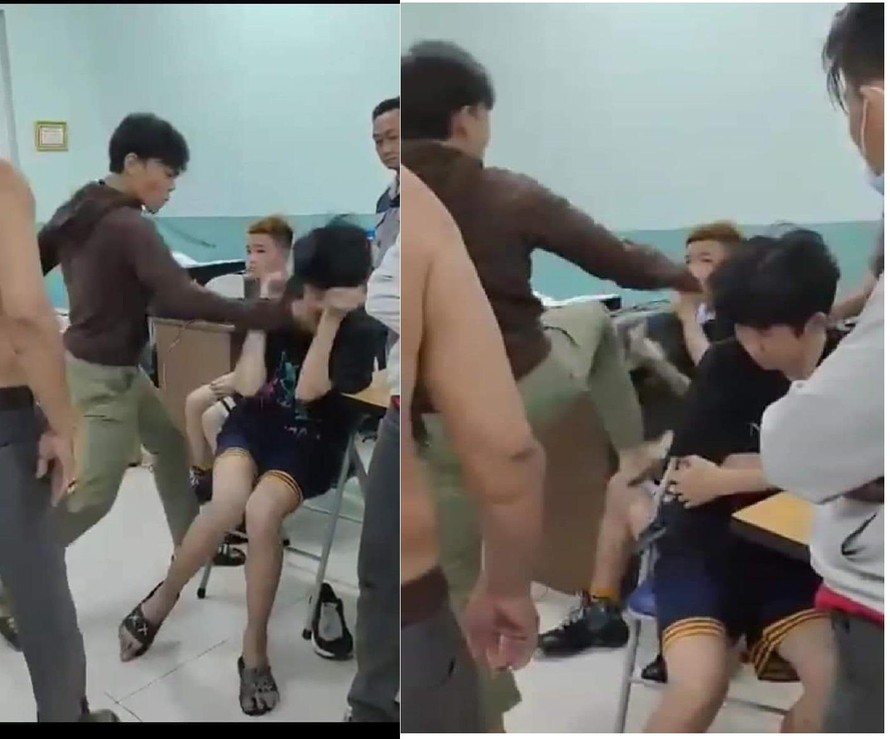 Hai thiếu niên bị đánh (hình ảnh cắt từ clip)