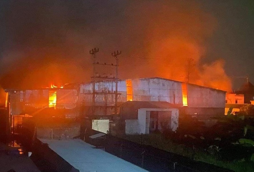 Xưởng giấy tại huyện An Dương (TP Hải Phòng) nơi xảy ra hỏa hoạn.