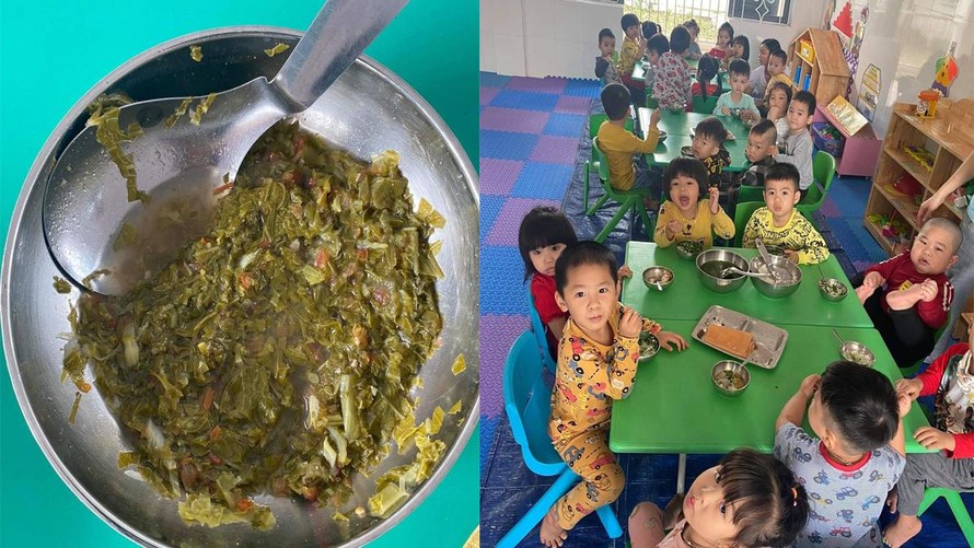 Hình ảnh bữa ăn của trẻ tại Trường mầm non Dương Quan. Ảnh: Phụ huynh cung cấp