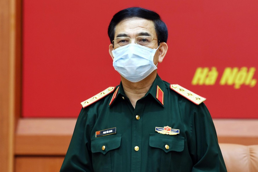 Thượng tướng Phan Văn Giang tại cuộc họp chiều 16/5. Ảnh: Trọng Hải