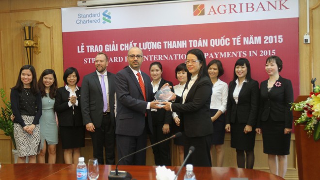 Agribank nhận giải thưởng Chất lượng thanh toán quốc tế năm 2015