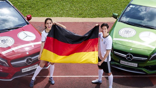 Mai Phương Thúy và Huy Khánh đồng hành cùng Mercedes-Benz Việt Nam ủng hộ đội tuyển Đức