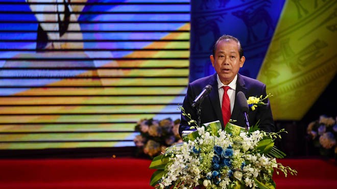 Phó Thủ tướng Thường trực Chính phủ Trương Hòa Bình phát biểu tại Lễ công bố;