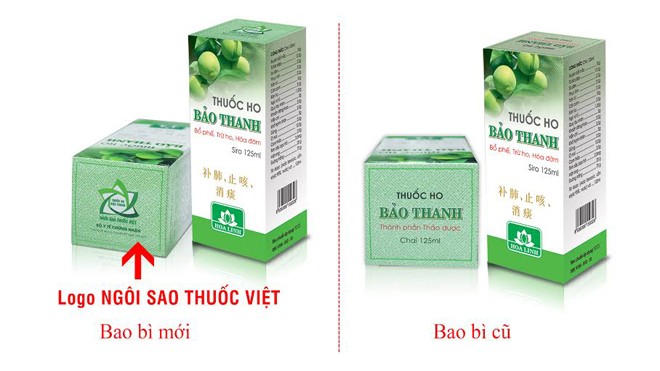 Hình ảnh Logo Ngôi sao thuốc Việt trên bao bì sản phẩm thuốc ho Bảo Thanh
