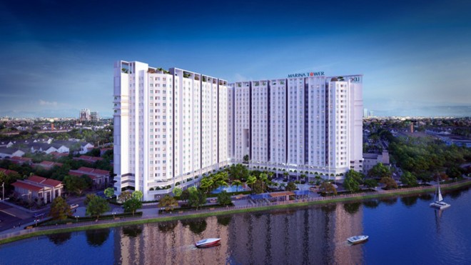 Marina Tower là khu căn hộ theo mô hình Singapore cao 19 tầng với hơn 800 căn hộ đạt tiêu chuẩn căn hộ hạng B-