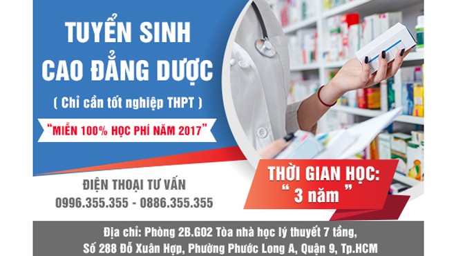  Cao đẳng Dược, Cao đẳng Điều Dưỡng, Cao đẳng Xét Nghiệm được miễn giảm 100% học phí năm 2017