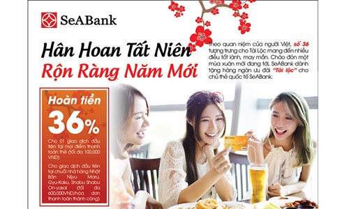 Seabank ưu dãi chủ thẻ quốc tế dịp năm mới