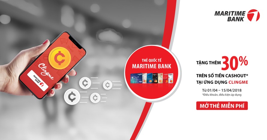 Maritime Bank phối hợp với ứng dụng Clingme mang ưu đãi thêm 30%