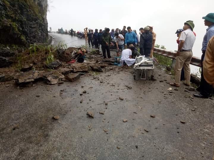 Hiện trường vụ tai nạn trên núi Mã Pì Lèng.