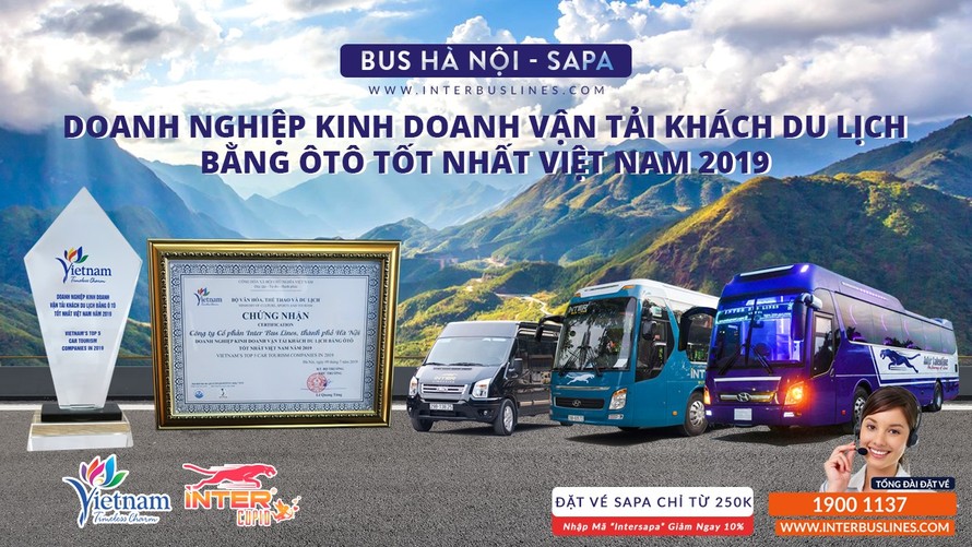 Inter Bus Lines được vinh danh là “Doanh nghiệp kinh doanh vận tải khách du lịch bằng ô tô tốt nhất Việt Nam 2019”.